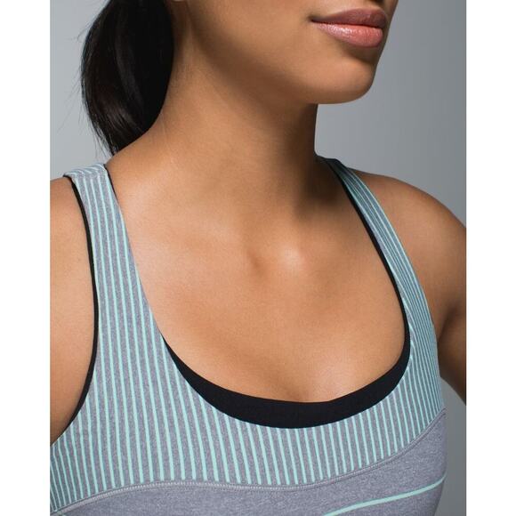 LULULEMON Run: First Base Tank Sz 6 Cliff Hanger Stripe Heathered Slate - Picture 3 of 8